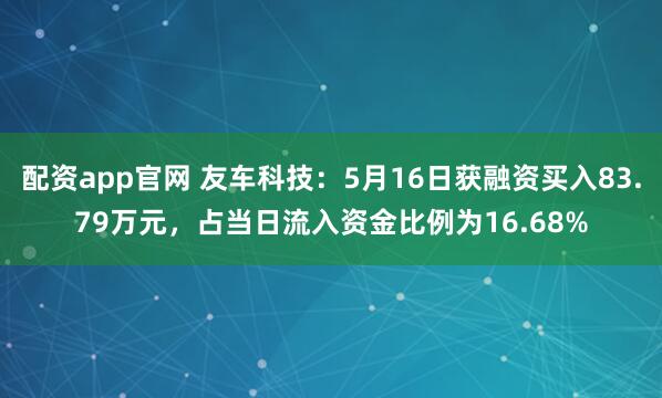 配资app官网 友车科技：5月16日获融资买入83.79万元，占当日流入资金比例为16.68%